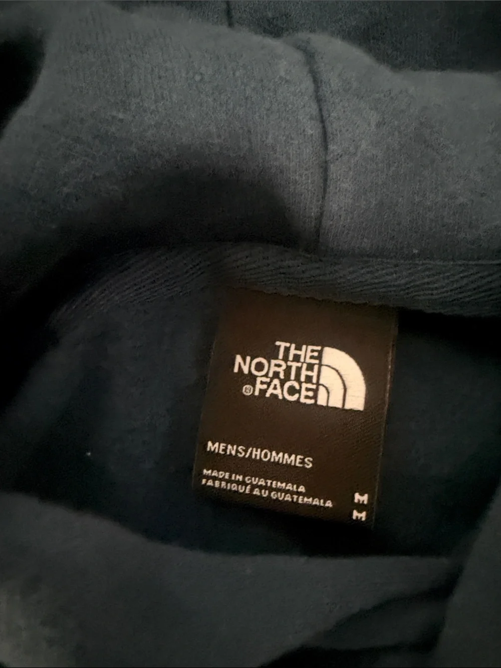 The North Face Men's Dark Blue Pullover Hoodie with Patterned Logo